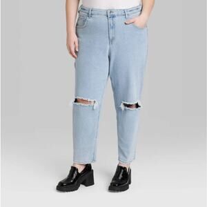 WILD FABLE Super High-Rise Curvy Tapered Denim Jean Distressed Womens Size 2 NWT